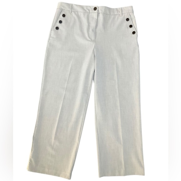 Pants - Women's Wide-Leg Pants Buttons Crop Beige